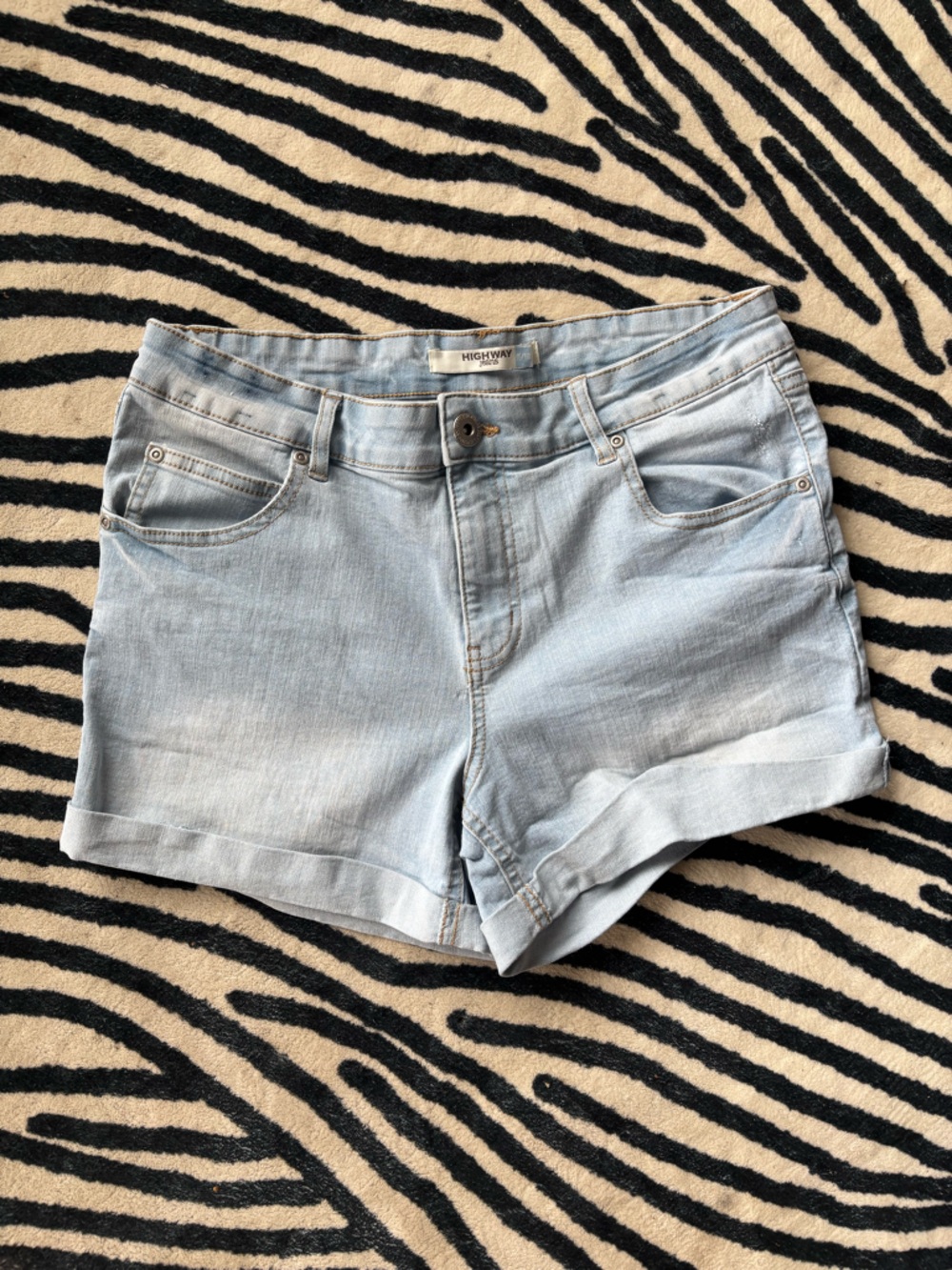 Light Blue Denim Roll-Cuff Women's Shorts